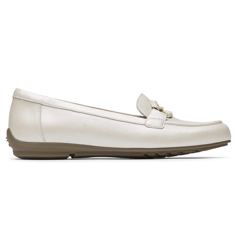 Rockport Singapore Womens Loafers - Total Motion Circle Driver White - FG7689541